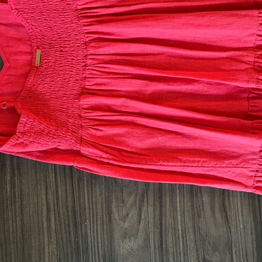 Billabong Dance Away Red Cotton Maxi Dress V-neckline - Picture 6 of 11